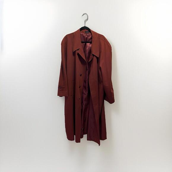 Burgundy Trench Coat with Classic Tailored Fit - Picture 1 of 6